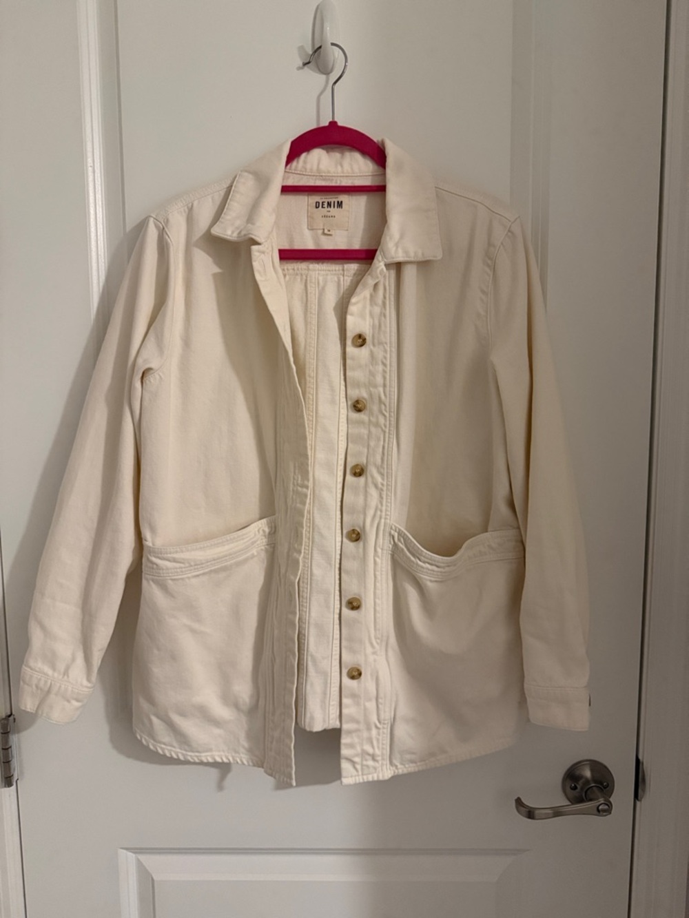 Sezane Will Jacket in Cream and Blue Denim - Picture 3 of 6